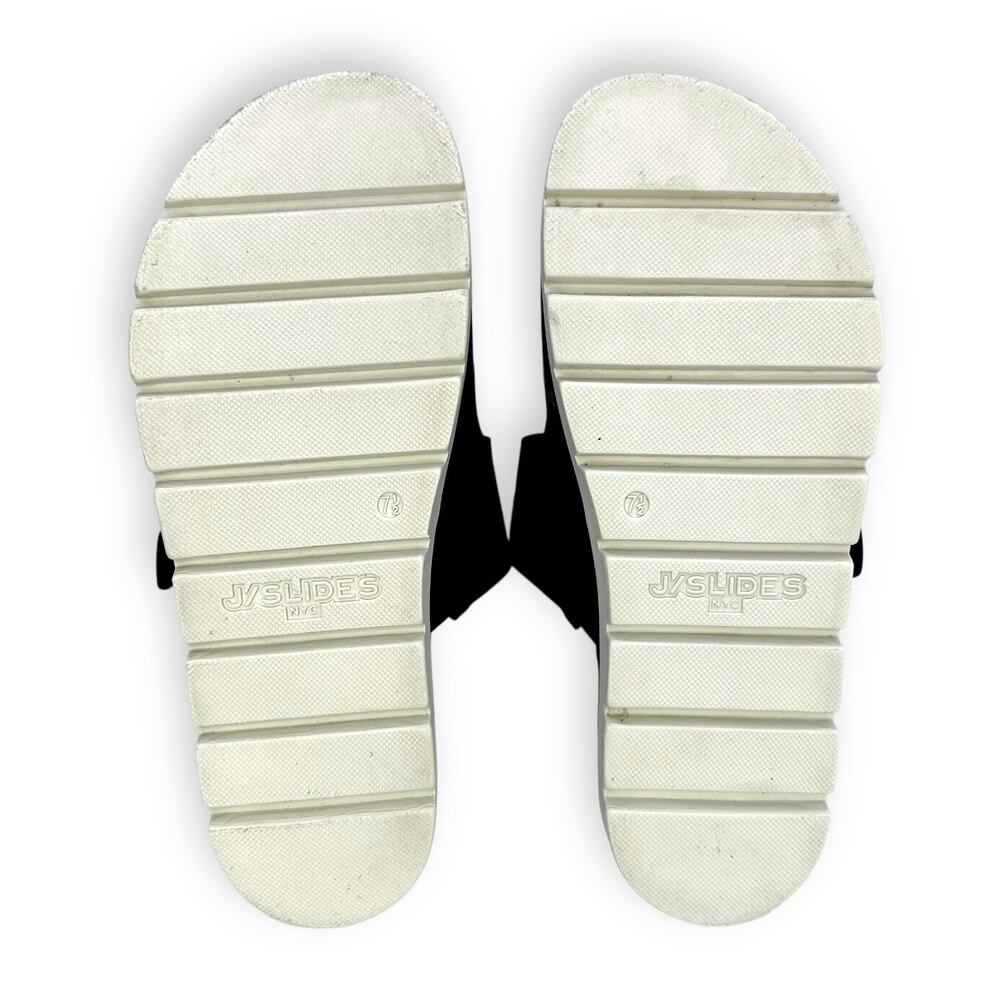 J Slides Baha Leather Double Buckle Slide Sandals US 7.5 Black Patent Platform - Picture 11 of 13